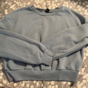 blue cropped crewneck